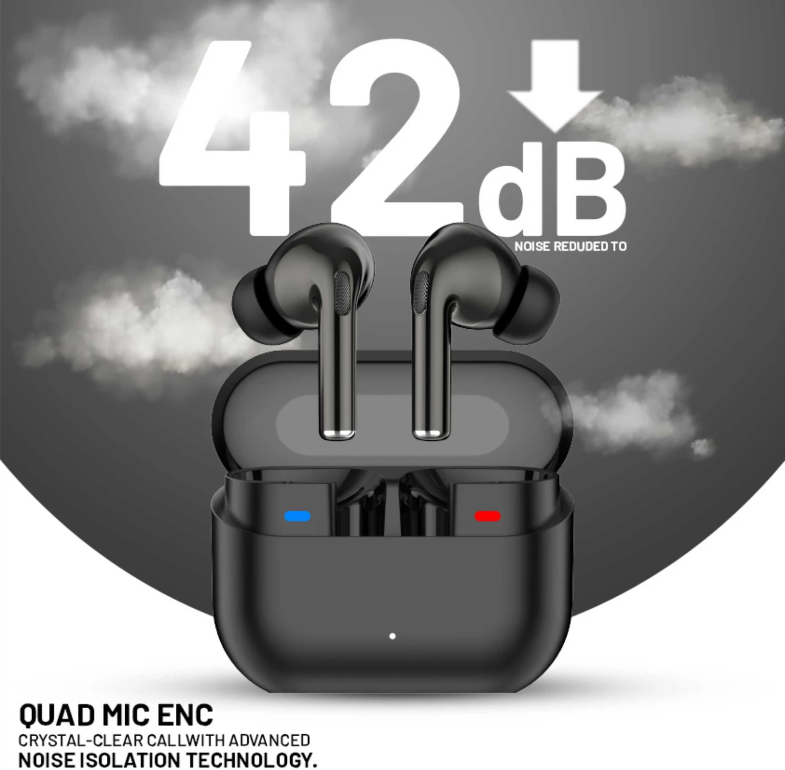 RVT Buds Pro earbuds with charging case