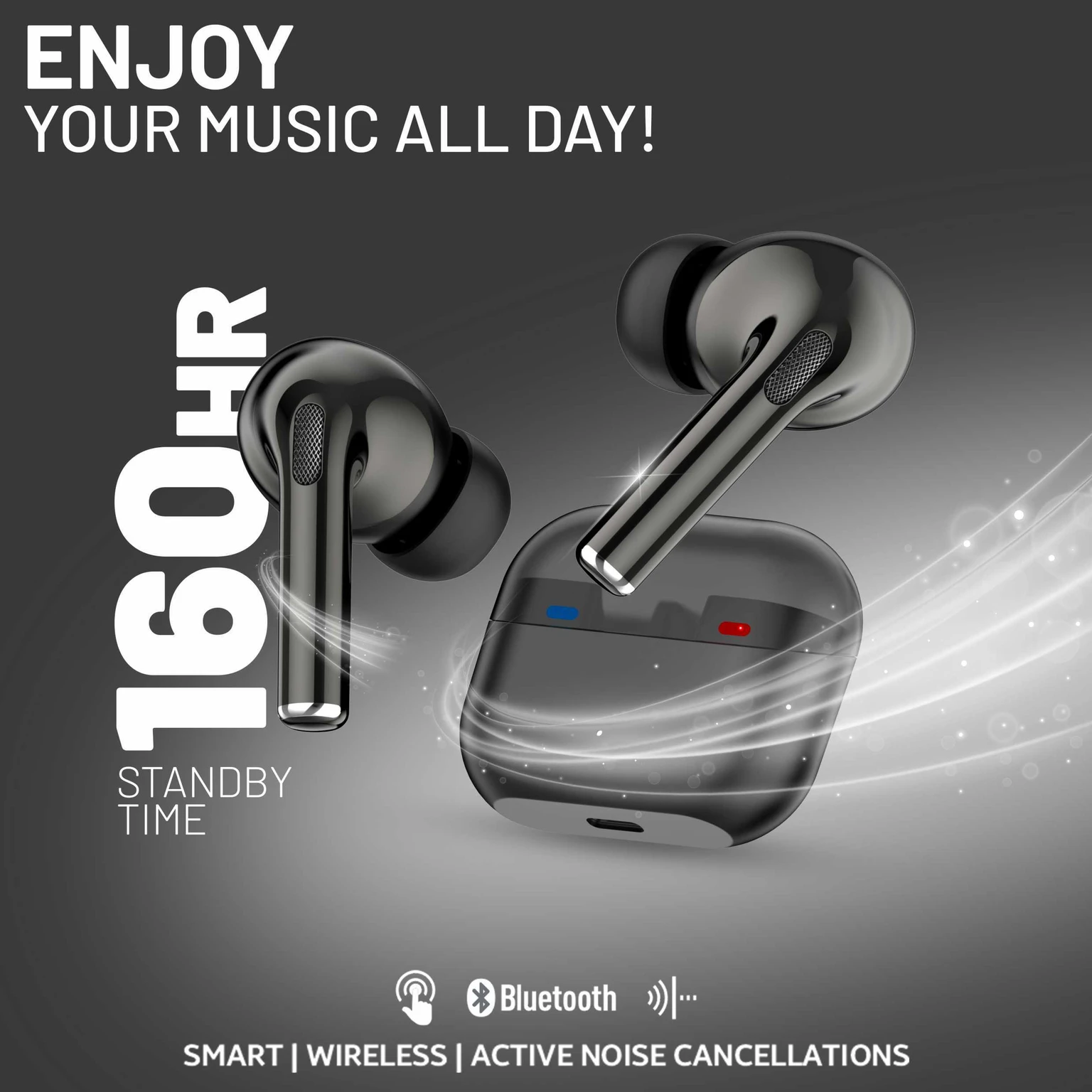RVT Buds Pro earbuds with charging case